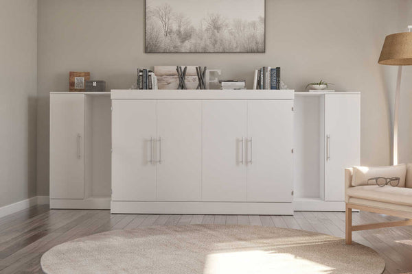 3-Piece Set Including One Queen Cabinet Bed with Mattress and Two 26″ Storage Units