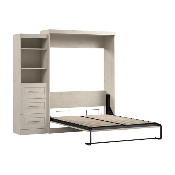 Queen Murphy Bed and Shelving Unit with Drawers (90W)