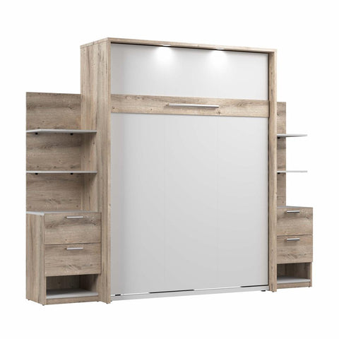 Queen Murphy Bed with Nightstands and Floating Shelves (105W)