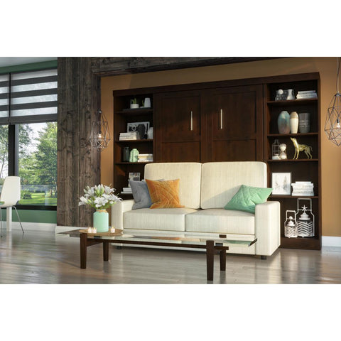 Full Murphy Bed with Sofa and Shelving Units (109W)