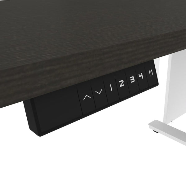 72W L-Shaped Standing Desk with Bookcase and File Cabinet