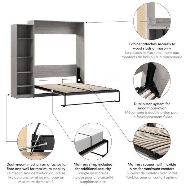 Queen Murphy Bed with Closet Organizer (85W)
