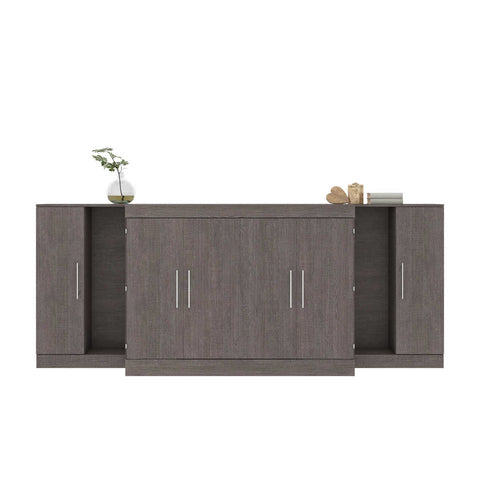 3-Piece Set Including One Full Cabinet Bed with Mattress and Two 26″ Storages Unit for Cabinet Beds