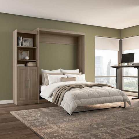 Queen Murphy Bed and Closet Organizer with Doors (90W)
