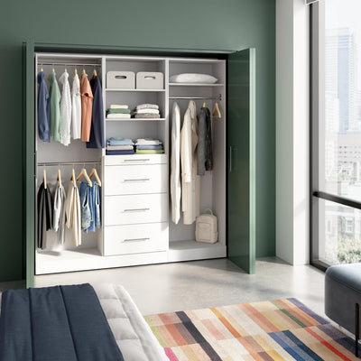 75W x 16D Modular Reach-In Closet System with Rods, Shelves, and Drawers, Slab Style