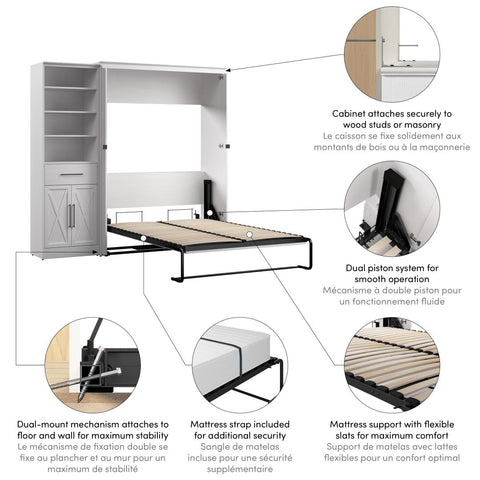 Full Murphy Bed and Closet Organizer with Drawer and Doors (88W)