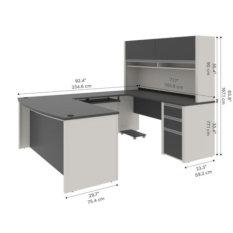 72W U-Shaped Executive Desk with Pedestal and Hutch
