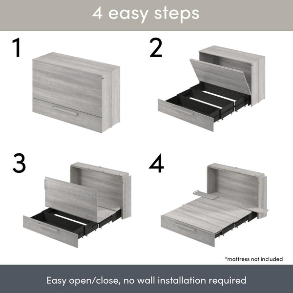 63W Queen Murphy Cabinet Bed with Pullout Drawer