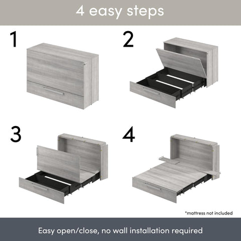 63W Queen Murphy Cabinet Bed with Pullout Drawer