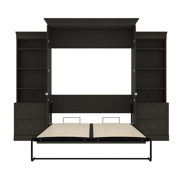 Queen Murphy Bed and Two Shelving Units with 2 Drawers (115W)