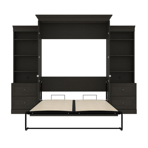 Queen Murphy Bed and Two Shelving Units with 2 Drawers (115W)