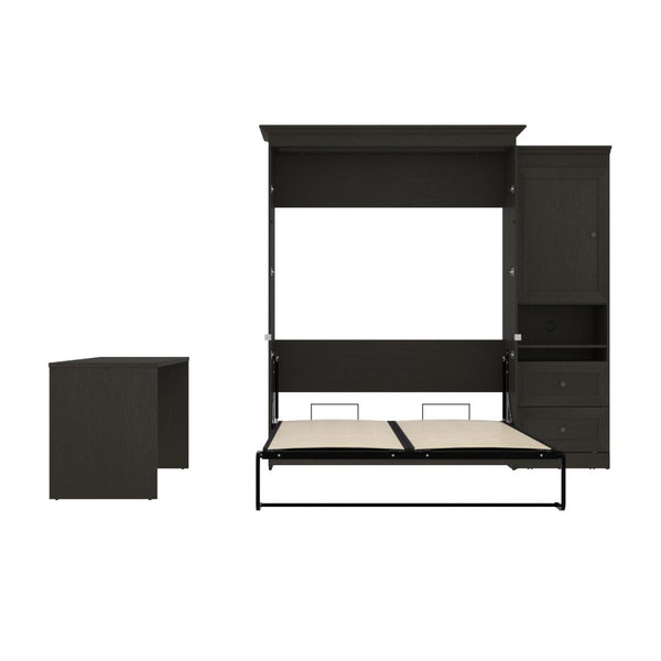 Queen Murphy Bed and 1 Storage Unit with Mobile Nightstand and Desk (118”)