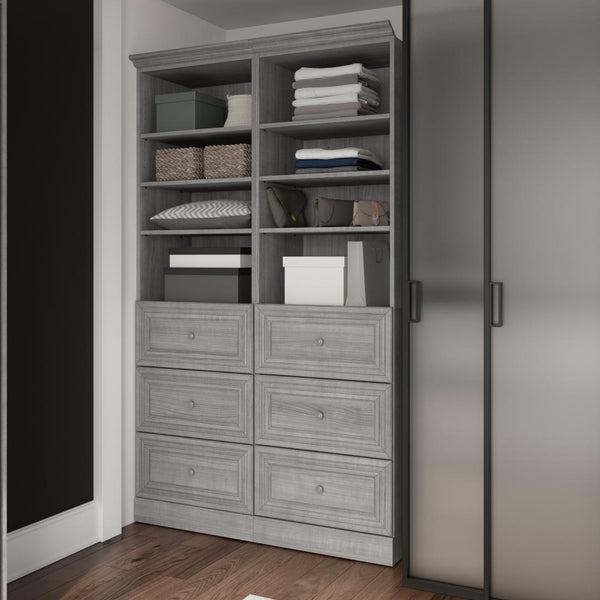 Traditional Closet System with Shelves & Drawers, 50W x 20D