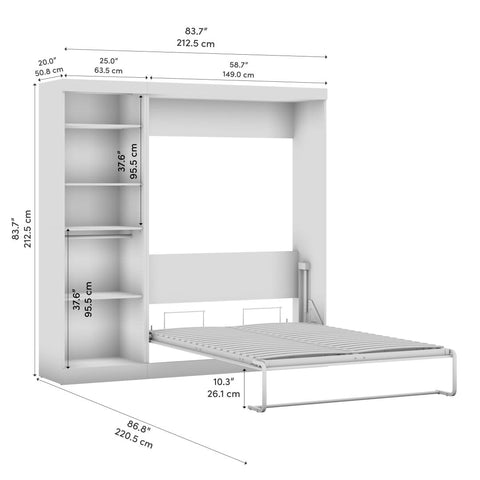 Full Murphy Bed with Closet Organizer (84W)