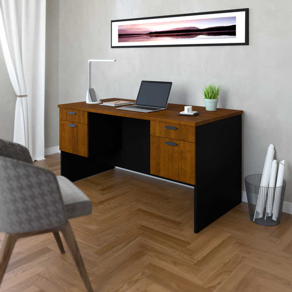 Executive Desk with Dual Half Pedestals