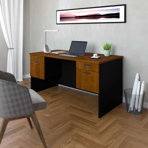 Executive Desk with Dual Half Pedestals