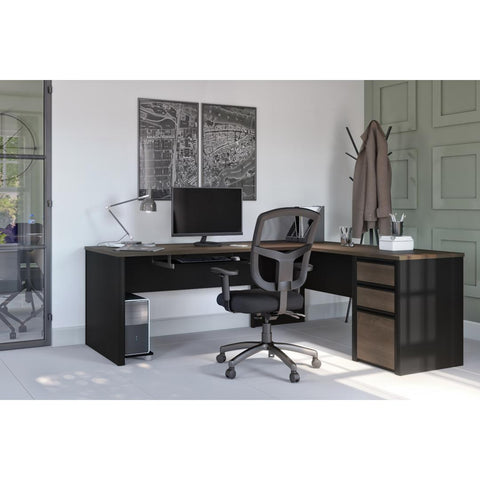 72W L-Shaped Desk with Pedestal