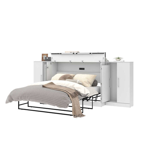 3-Piece Set Including One Queen Cabinet Bed with Mattress and Two 26″ Storage Units
