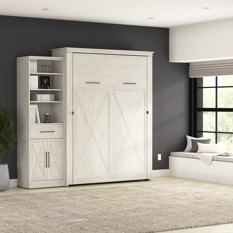Queen Murphy Bed and Closet Organizer with Drawer and Doors (94W)