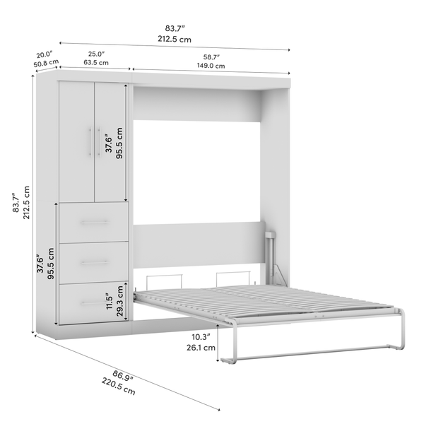 Full Murphy Bed with Wardrobe (84W)