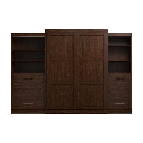 Queen Murphy Bed and 2 Shelving Units with Drawers (126W)
