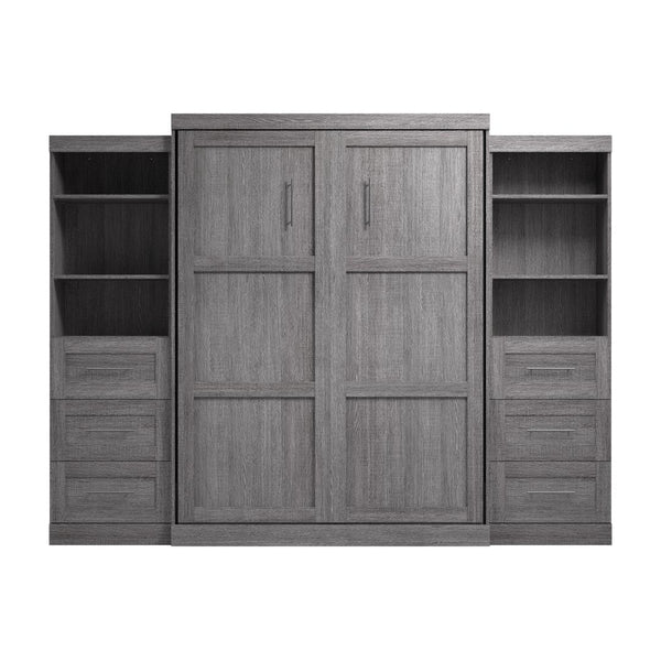 Queen Murphy Bed and 2 Shelving Units with Drawers (115W)