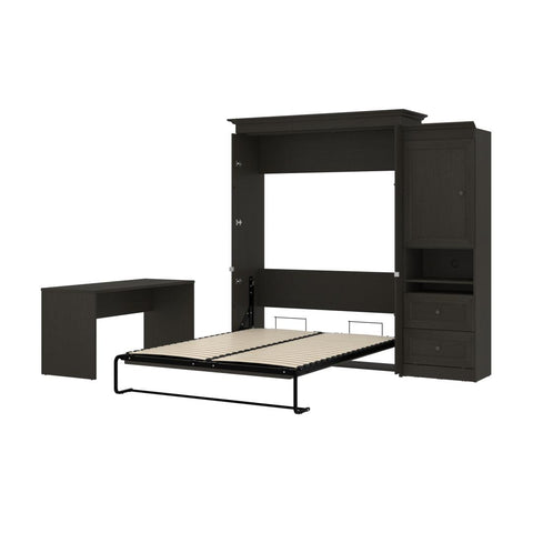 Queen Murphy Bed and 1 Storage Unit with Mobile Nightstand and Desk (118”)