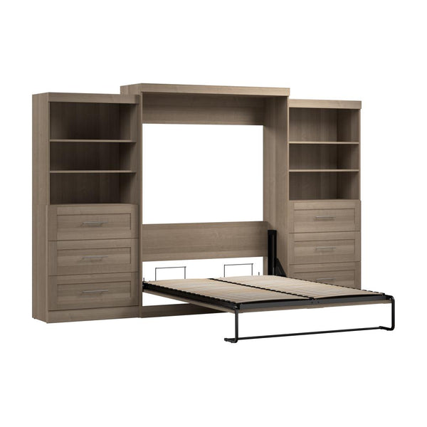 Queen Murphy Bed and 2 Shelving Units with Drawers (136W)