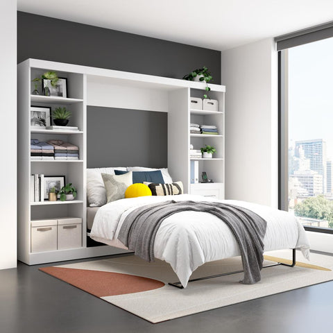 109W Full Size Murphy Bed with Pull-Out Desk and Storage