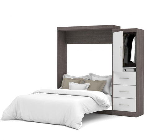 Queen Murphy Bed with Mattress and Storage Unit with Drawers (90W)