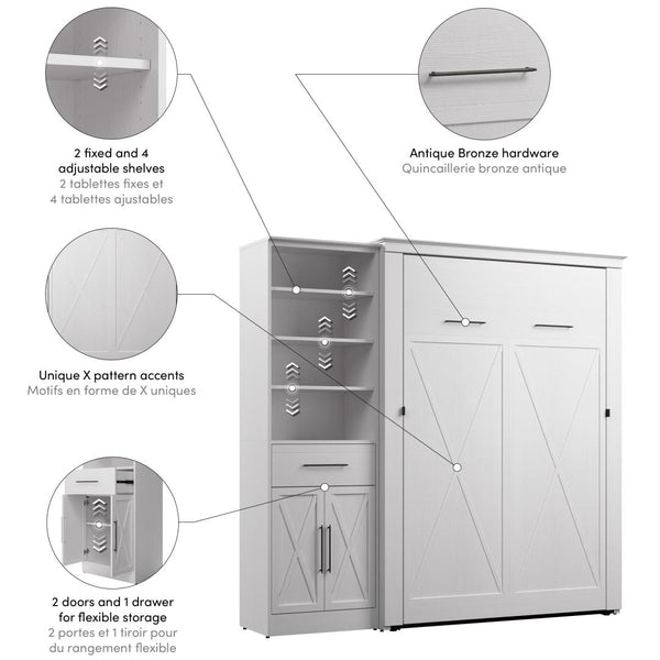 Full Murphy Bed and Closet Organizer with Drawer and Doors (88W)
