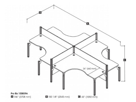 4-Person Office Cubicles with Low Privacy Panels