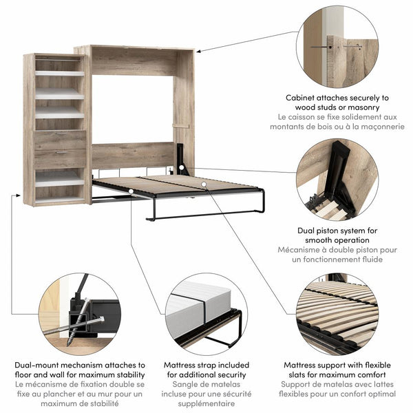Queen Murphy Bed with Closet Organizer (95W)