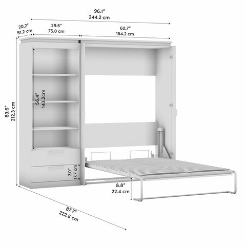 Full Murphy Bed with Shelves and Drawers (91W)