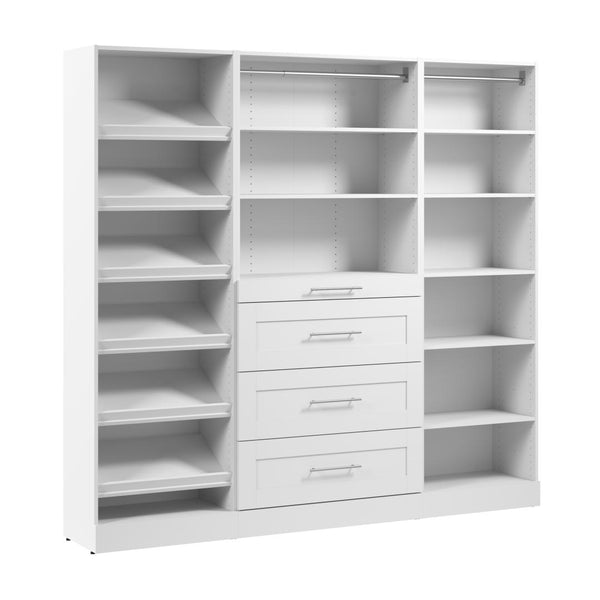 Modular Closet System with Shelves, Drawers, Shoe Racks & Clothing Rods, Shaker Style, 85W x 16D