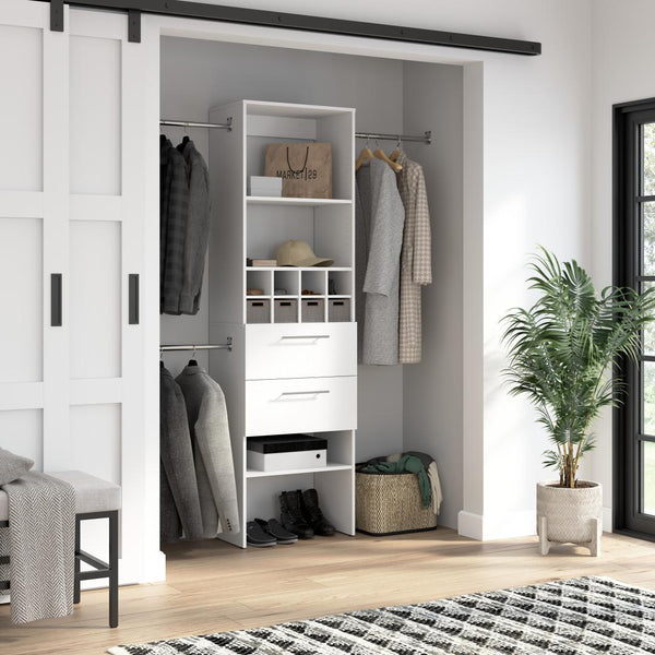 Closet Kit with Shelves, Clothing Rods, Drawers & Cubbies, 24W x 15D