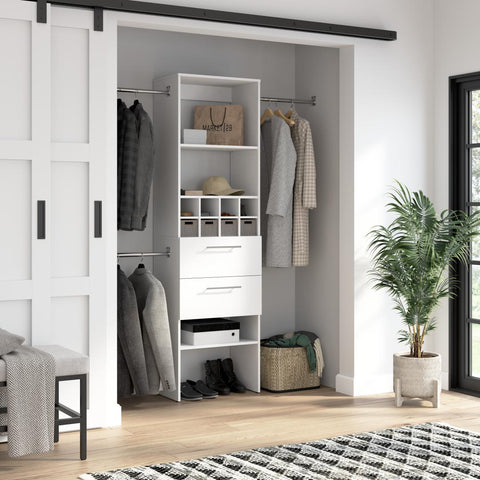 Closet Kit with Shelves, Clothing Rods, Drawers & Cubbies, 24W x 15D