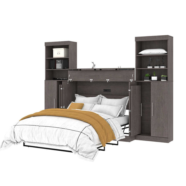5-Piece Set Including One Full Cabinet Bed with Mattress, Two 26″ Storage Units, and Two Hutches