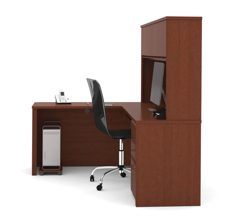 72W L-Shaped Desk with Pedestal and Hutch
