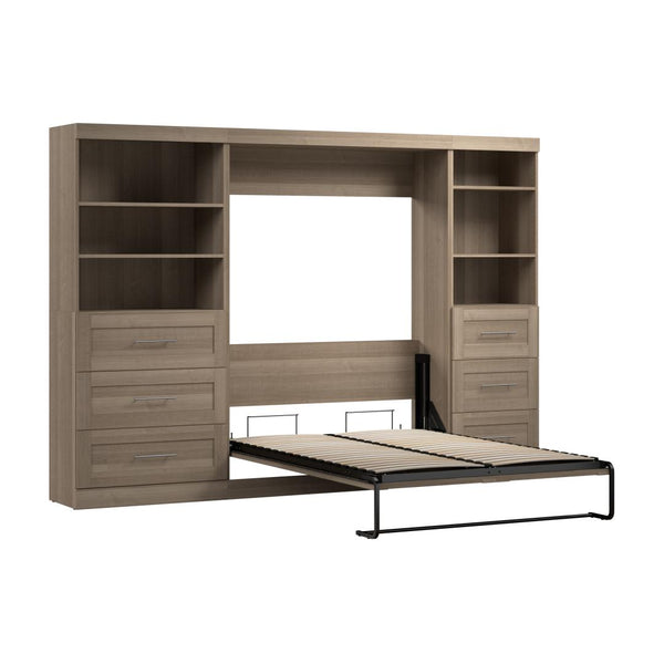 Full Murphy Bed and 2 Shelving Units with Drawers (120W)