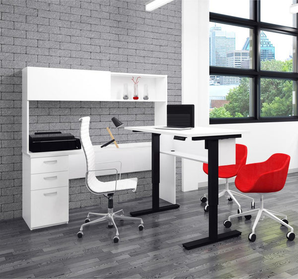 2-Piece set including a standing desk and a desk with hutch