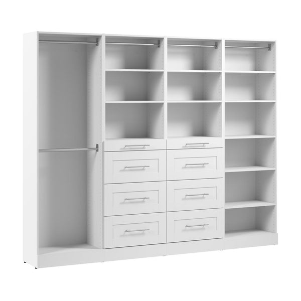 Modular Closet System with Shelves, Drawers & Clothing Rods, Shaker Style, 100W x 16D