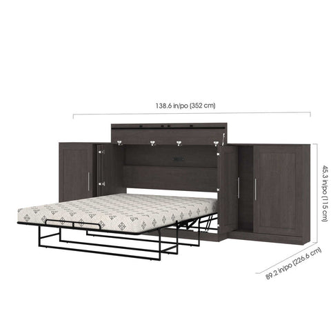 Queen Cabinet Bed with Mattress and Storage Cabinets (139W)