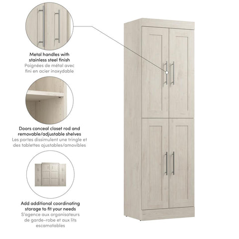 Contemporary Closet System with Shelves & Doors, 25W x 19D