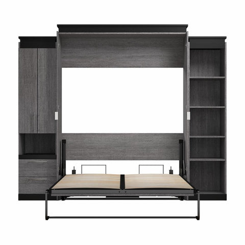 Queen Murphy Bed with Storage Cabinet and Shelves (106W)