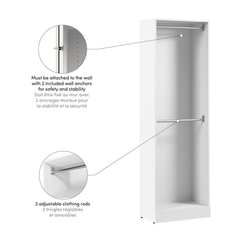 Modular Double Hanging Closet System, 25W x 16D