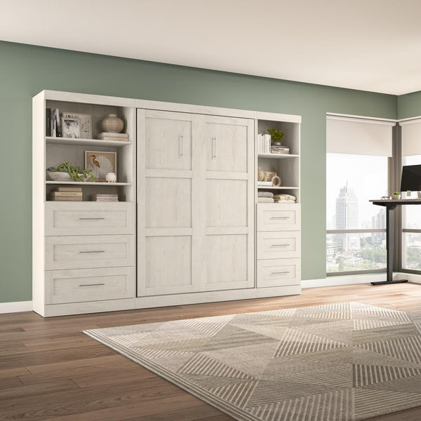 Full Murphy Bed and 2 Shelving Units with Drawers (120W)