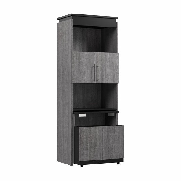 30W Tall Storage Cabinet with Doors and Fold-Out Desk