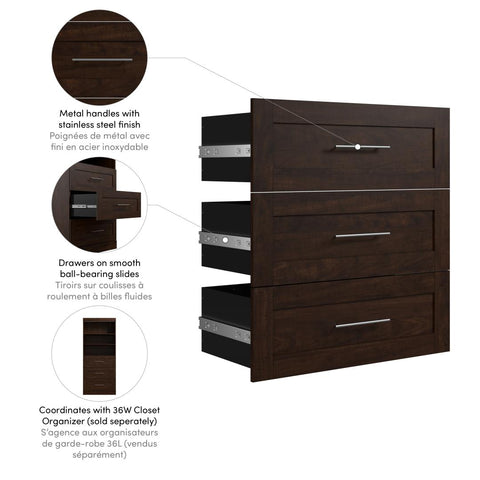 Contemporary Drawers (3) Set, 36W x 15D