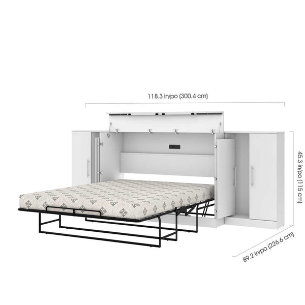 3-Piece Set Including One Queen Cabinet Bed with Mattress and Two 26″ Storage Units